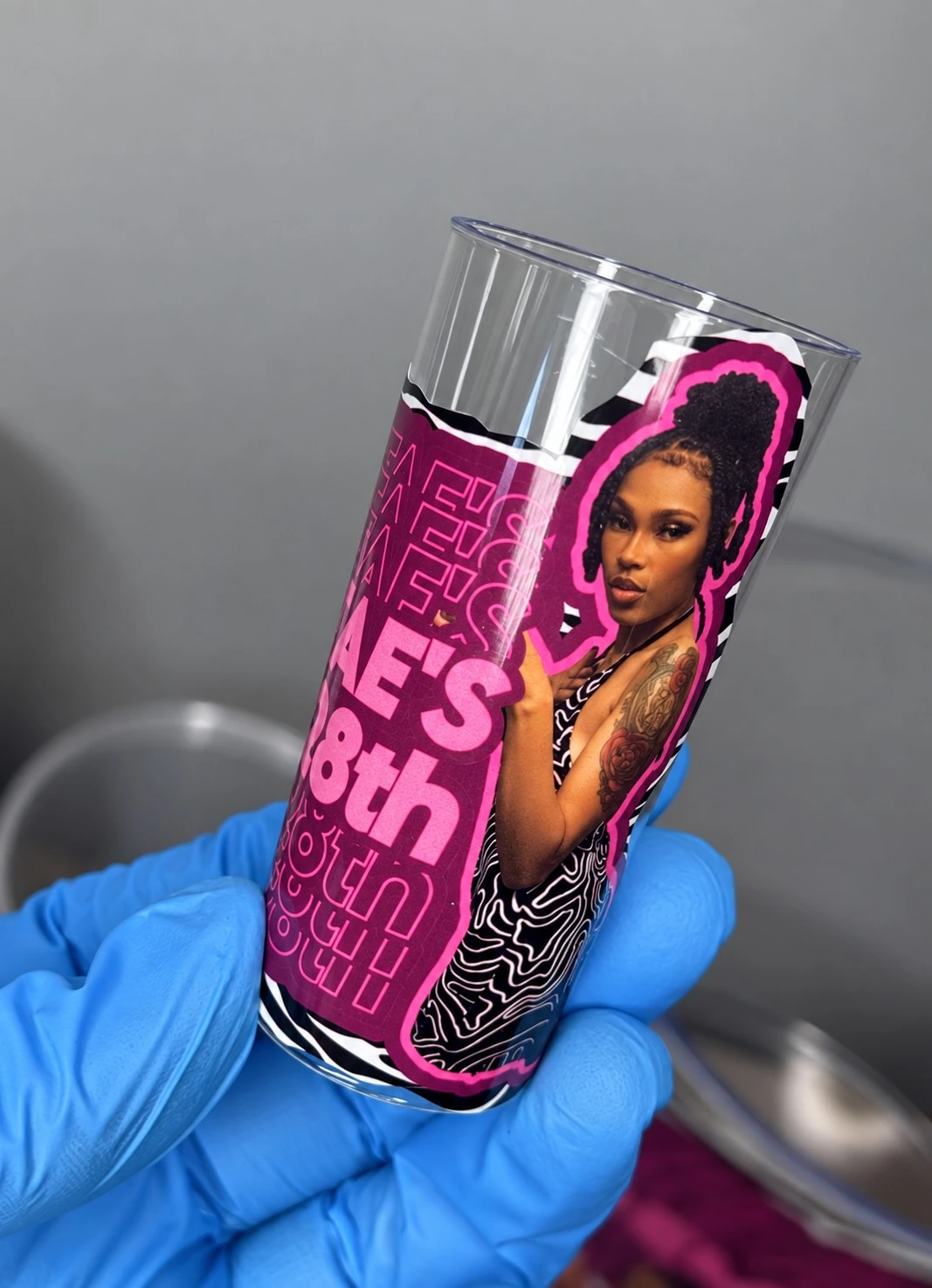 Pink Gemini birthday cup