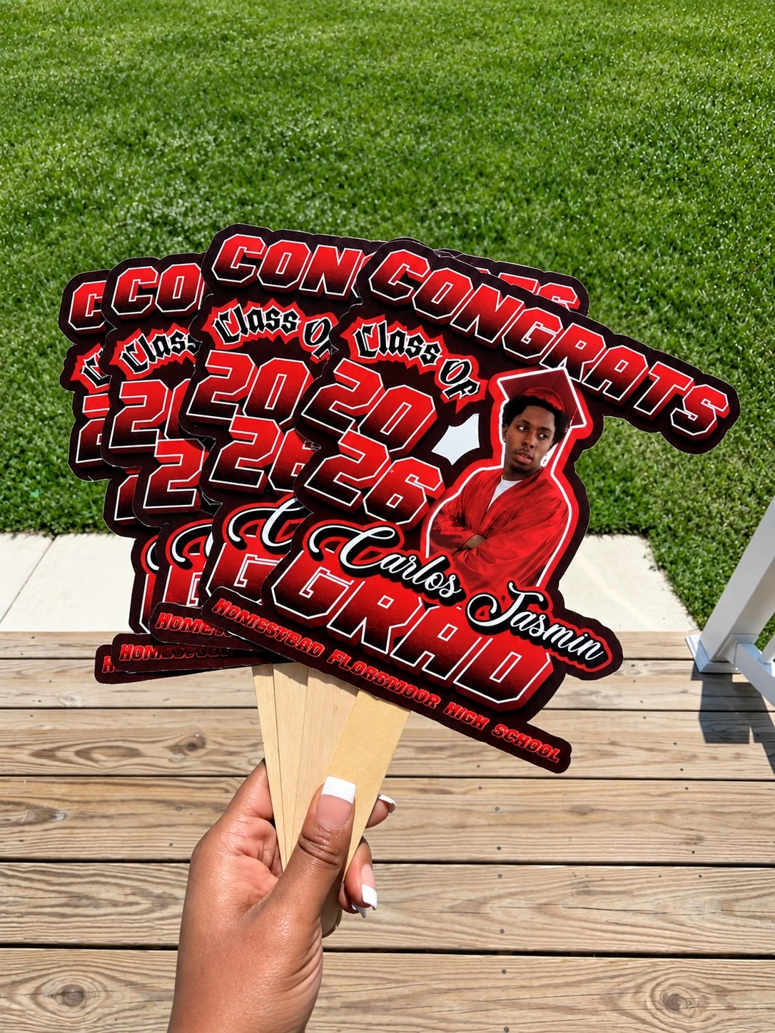 Graduation hand fans