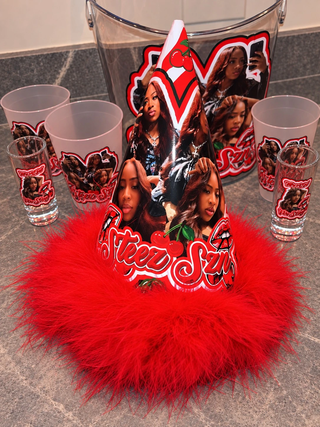 Red custom birthday party display